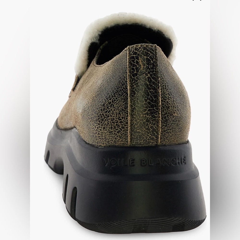 NWT VOILE BLANCHE Twilly Genuine Shearling Lug Sole Loafer in Ecru Beige - Picture 5 of 16